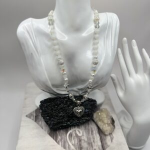 Elegant Heart Necklace with quartz and hematite Accents