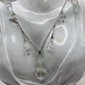 Crystal Charm Necklace with Heart Pendant
