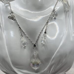 Crystal Charm Necklace with Heart Pendant