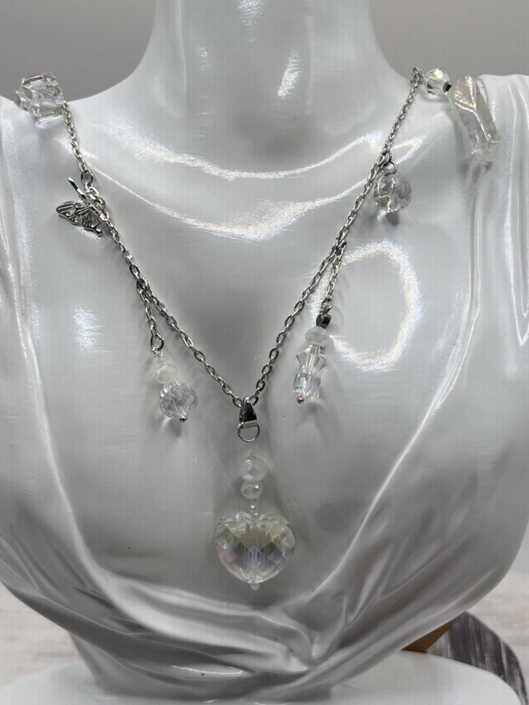 Crystal Charm Necklace with Heart Pendant