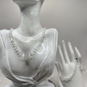 Cube crystal necklace and bracelet set