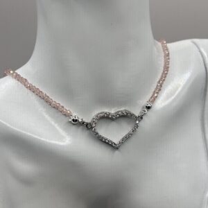 Crystal Necklace with Silver Rhinestone Heart pendant
