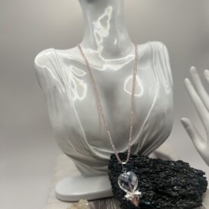 Pink crystal necklace with Chunky heart pendant