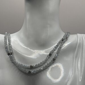 Crystal Necklace and Bracelet Set with Hematite Hearts