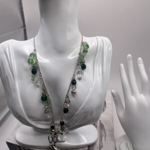 Stag pendant green crystal charm necklace