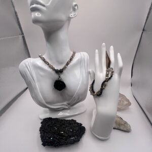 Gothic Rose Pendant Crystal Necklace and Bracelet set