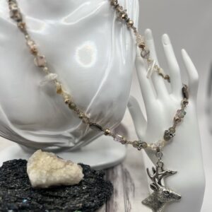 Stag Spirit Crystal Necklace with Labradorite, onyx, quartz