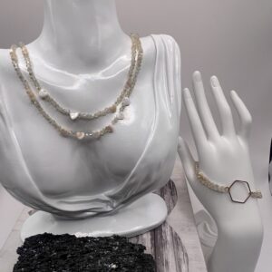 Elegant Double-Layer Heart Necklace and Bracelet set